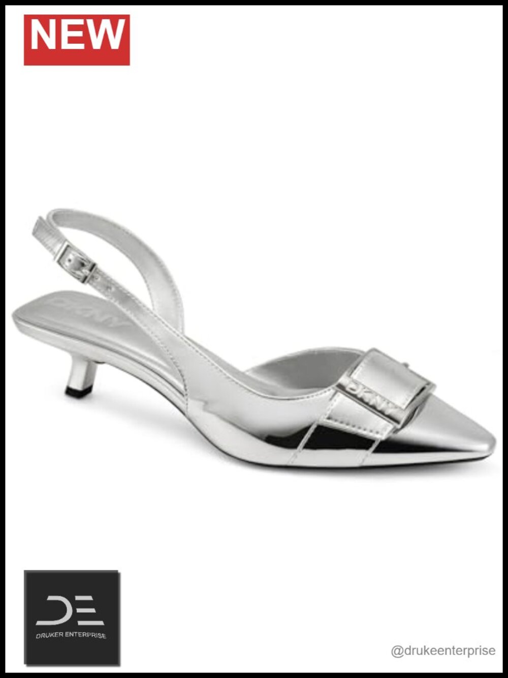 Kitten Heel Slingback Pointed Toe Pump Belt Detail Women's Shoes
